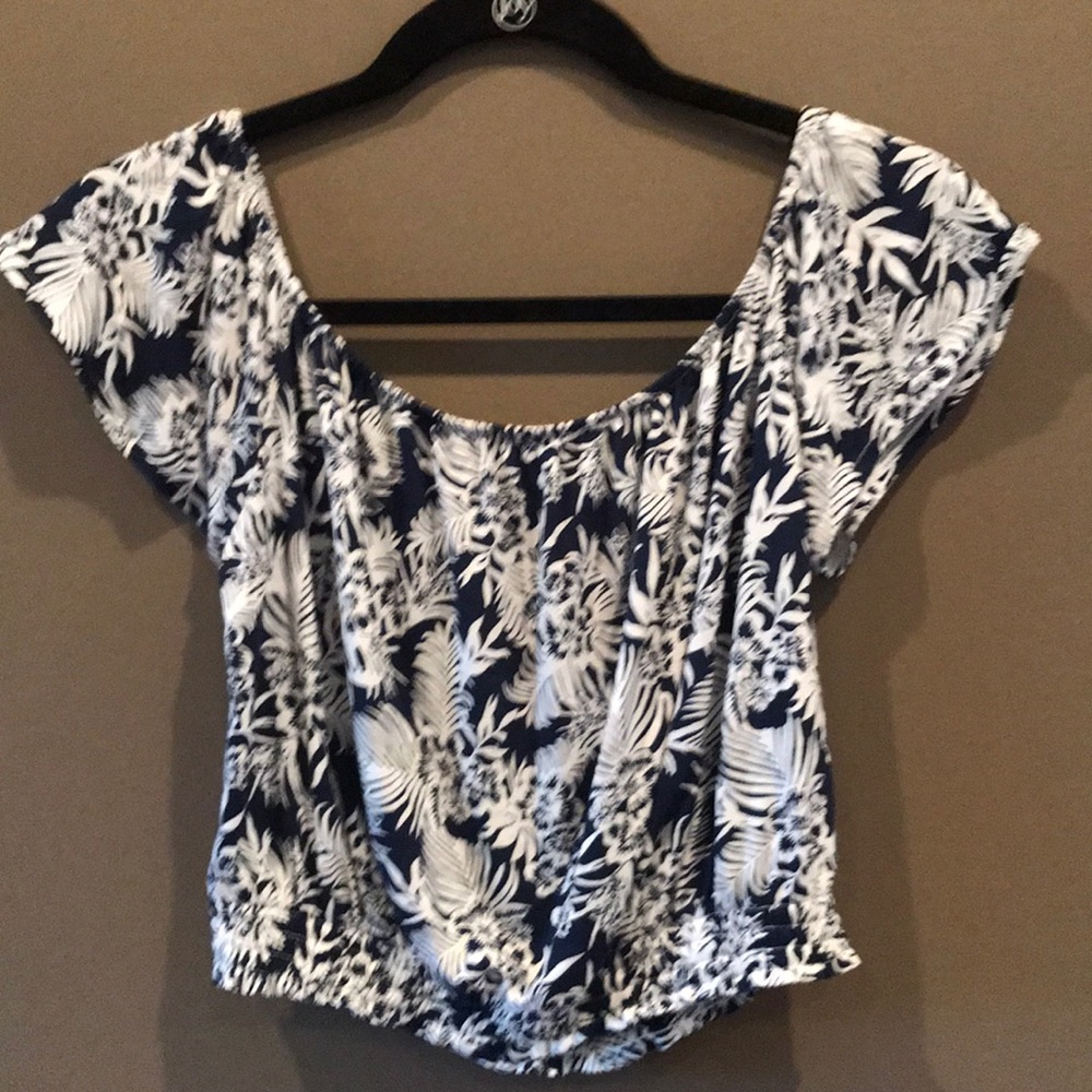 Navy/white floral top size S.